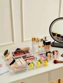 7/8pcs Transparent Plastic Drawer Organizer Boxes, Freely Combinable Storage Trays For Cosmetics, Jewelry, Tableware, Small Tools, Etc. - Multicolor - View 3