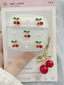 New Fashion DIY 3D Resin Glitter Pearl Cherry Matching Cherry Pendant Compatible With IPhone 1/2/3/4/Pro 2nd Generation Stylish Personalized Bluetooth Earphone Case - Multicolor - View 2