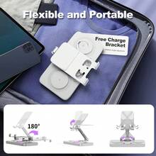 6-In-1 Wireless Charging Station For Ap Pl E Products With Clock, 5-Color RGB And Foldable, 15W Multiple Devices Wireless Charging Stand For IPad Stand, For Ip Ho Ne16, For Ai RP Ods, For Ap Pl E Watch - trắng - Xem 3