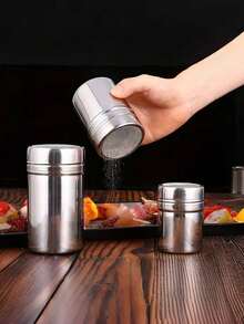 1 Piece Stainless Steel Powder Shaker - Fine Mesh, For Evenly Sprinkling Cocoa, Cinnamon And Coffee - Perfect Baking And Cooking Kitchen Gadget, Powder Shaker Gadget | Modern Kitchen Tools | Durable Kitchenware Stainless Steel Powder Shaker - Multi-Functional Sugar And Cocoa Sieve, With Lid Baking Powder Shaker Tool - Multicolor - View 5