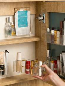 1个/2个装节省空间壁挂式化妆品收纳盒 - 塑料材质，可收纳口红、化妆刷和指甲油，便携式设计，无需电源，化妆刷架，免打孔浴室置物架，多功能收纳盒 - B - 查看 9