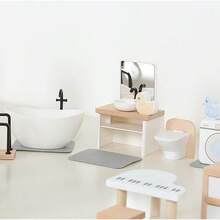 1:12 Scale Miniature Bathroom Furniture, Realistic Sink & Bathtub For Dollhouse, Children's Pretend Play Toy, Holiday Gift - Multicolor - View 6