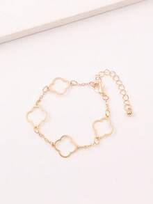 1 件时尚简约镂空花朵手链 - 金色 - 查看 5