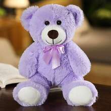 1pc Colorful Teddy Bear Plush Doll, Ribbon Decor Soft Stuffed Animal, Children's Comfort Doll, Home Decor, Sleeping Pillow, Holiday/Wedding Gift - Multicolor - View 14