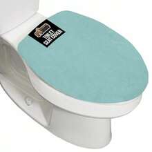 Funda gruesa de espuma viscoelástica para asiento de inodoro suave lavable a máquina tela de felpa color crema marfil-010 - 1'8" x 1'7" (Ovalado)+Azul marino - Ver 3