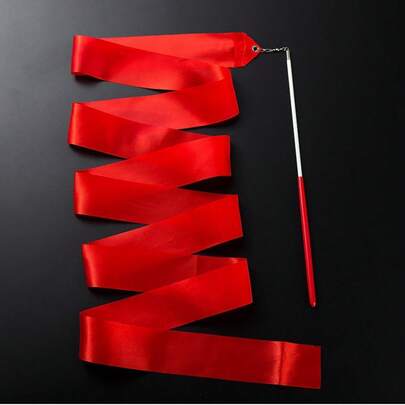 Rhythmic Gymnastics Ribbons, Dance Streamers, Dance Performance Silk Ribbons, Glittering Dance Satin Ribbons With Rotating Baton
