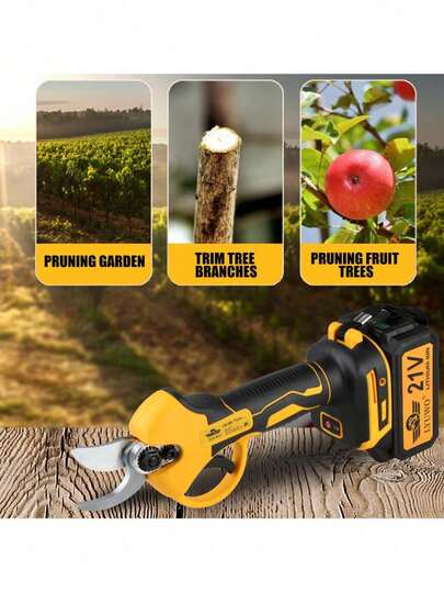 LYUWO 21V Lithium Battery Electric Pruning Shears, Cordless Scissors, 4.0Ah High Capacity Lithium Battery, Steel Blade Sharp , Includes Sharpening Stone And International Standard Charger, Suitable For Gardening, Grape Trellis Trimming And Other Scenarios. High-Quality Product, Worth Owning.