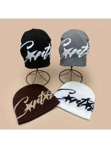 1顶针织帽，嘻哈风格保暖翻边针织帽，男女通用，时尚街头滑板针织帽 - A - 查看 4