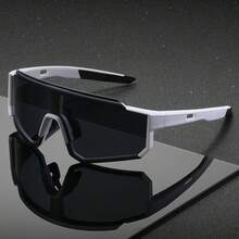 Futuristic One-Piece Fashion Glasses, Lightweight Wrap-Around Temple Arms, Unisex, Suitable For Outdoor Leisure Travel Outfits - Multicolor - View 8