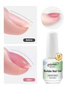 18毫升透明加固凝胶指甲油，用于加固、延长、底胶，瓶装，可卸除UV/LED凝胶延长 - 無色 - 查看 13