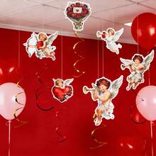 Valentines Day Ornament, Angel Heart Portable Hanging Swirl Decorations Art Craft Present - Red - View 2