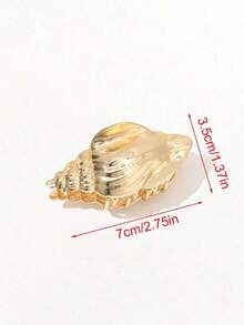 1pc Fashion Summer Beach Seashell Textured Striped Hair Clip Women Elegant Holiday Hair Accessory Ocean Element Hair Claw Beach Decor Beauty Hair Clip Autumn Winter Holiday Outfit HXCI - 金子 - 查看 4