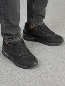 JOMIX Men's Sneakers, New Model, Comfortable And Breathable Mesh Material, Casual Sports Shoes With Cushioned Air Cushions, For A Casual Sports Style. - Black - View 2