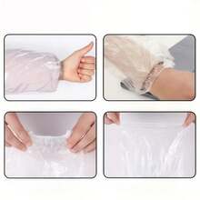 50个一次性塑料袖套，防水护臂套，蓝色透明，16英寸，带松紧带 - 多色 - 查看 6