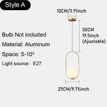 1/2pcs Nordic Minimalist Oval Pendant Light, Bedroom Bedside Dining Room Cafe Creative Spherical Pendant Lamp, E27 Socket, Warm Romantic Creative Lighting, Dining Room Bar Pendant Light (Bulb Not Included) - Gold - View 11