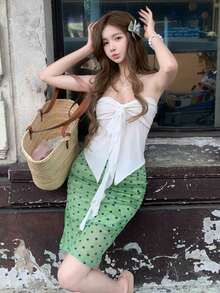 Women Bikini Sets - Polka Dot Three-piece Set - View 5