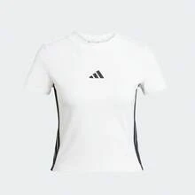 Adidas 女款 W 3S SJ BABY T 短袖针织无领短袖T恤 TJE1239 - 白色 - 查看 1