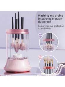Electric Makeup Brush Cleaner And Dryer, Automatic USB Powered Makeup Brush Cleaning And Drying Tool, 2-In-1 Wash And Dry Makeup Sponge And Brush Holder, Home And Salon Quick Deep Cleaning System With Splash Guard - Multicolor - View 3