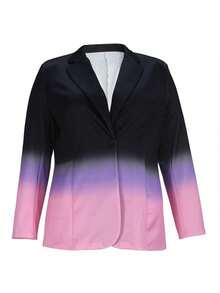 Áo khoác blazer dệt kim ombre cỡ lớn, cổ ve áo, tay dài, dáng regular fit, nhẹ và thoải mái cho kỳ nghỉ. - màu đen - Xem 7