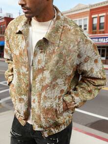 Chaqueta informal para hombre con cuello de solapa y bolsillos, confeccionada con tejido jacquard artesanal. - Multicolor - Ver 5