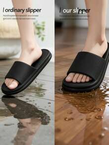 Dép EVA không tiếng ồn, unisex - Chống trơn trượt, nhanh khô, khử mùi, dép đi trong nhà mùa hè, đế mềm mại, thích hợp cho nhà và phòng tắm, nhẹ và thoải mái. - màu đen - Xem 7