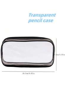 1pc Transparent Pencil Case, Cosmetic Bag, Toiletry Bag, Large Capacity Stationery Organizer Bag For Students, Office, School, Drawing, Markers, Pens, Pencils, Home Essential, Travel Pouch , Makeup Room Decor,Makeup Bag,Travel Essential - Multicolor - View 6