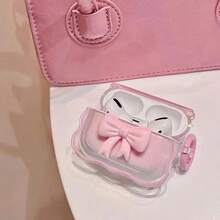 Ruffled Pink Ombre Bow Earphone Case Compatible With Apple 1/2/Pro/3 - Baby Pink - View 2