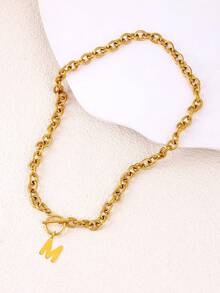 不锈钢OT扣项链/手链，26个英文字母吊坠，简约雕刻字母首饰，高端设计 - 項鍊 - 查看 9