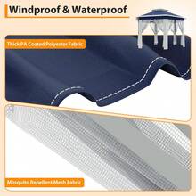 Carpa plegable instantánea con mosquitera, cenador ajustable para exteriores, para patio, jardín y patio trasero, con protección UV y 3 alturas. - Azul grisáceo - Ver 4