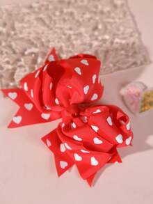 1 pieza Clip de pelo con lazo en forma de corazón rojo, adecuado para días festivos, regalo del Día de San Valentín - Multicolor - Ver 4