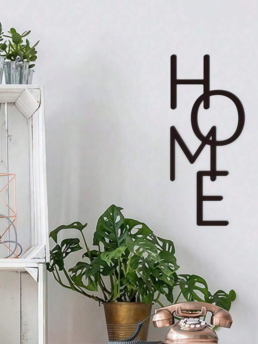 HELLOYOUNG 1个简约竖款“HOME”金属标牌，黑色，乔迁礼物，儿童房、客厅、卧室、露台或花园装饰，适合女性，家居装饰