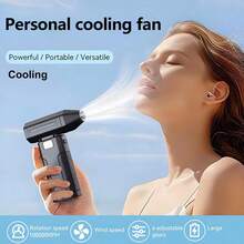 6000mAh 手持式涡轮风扇，除雪除尘制冷带照明，USB充电 - 黑色 - 查看 8