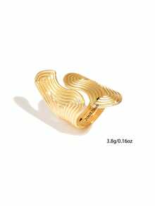 1pc Asymmetrical Pattern Open Ring, Suitable For Women's Daily Wear - Gold - View 5