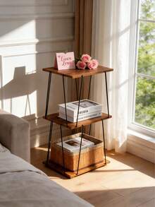 Oferta especial de Año Nuevo y San Valentín:Mesa de centro multifuncional de diseño de tres niveles en color marrón - Marrón - Ver 5