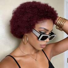 Tóc giả xoăn tít kiểu Afro Kinky Pixie làm từ tóc thật, chất lượng cao, màu đỏ rượu vang rực rỡ, đường chân tóc tự nhiên, thích hợp cho phụ nữ mặc hàng ngày và dự tiệc. - Nhiều màu - Xem 10