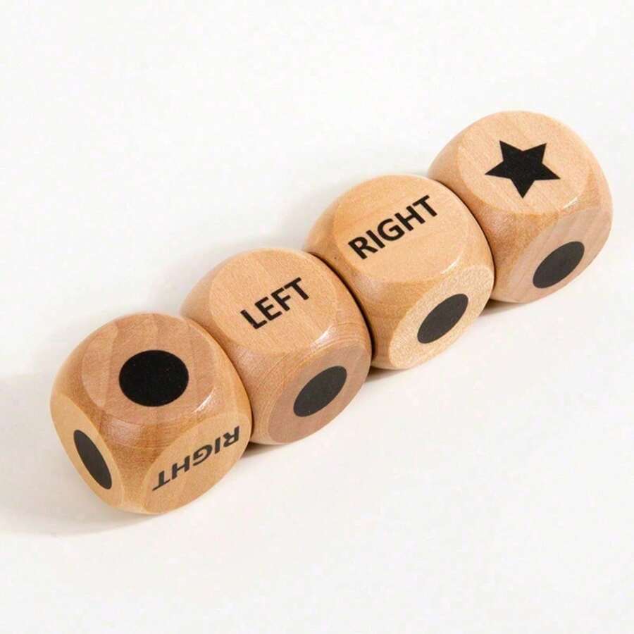 Upgrade Left Right Center Dice Game Set With 3Pcs Beech Wood Dices,Wooden Cube,Great Tools,Left Right Center Game Dices Accessorie Family Indoor Outdoor Travel - Default - View 1