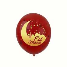 10 Ramadan Dekorationen, Ballons mit roten und goldenen Halbmond Mustern, geeignet für die Dekoration von Eid Partys, Ramadan Mubarak Themenpartys, fröhliche Eid Feierlichkeiten und Innen- und Außendekorationen für Ramadan Aktivitäten mit der Familie - Verschiedenfarbig - Übersicht 4