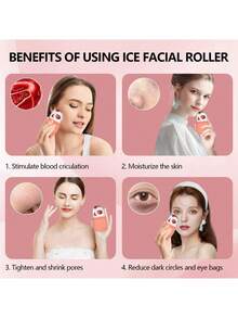 1个可重复使用的硅胶冰滚轮，有助于减少面部和眼部浮肿，改善肤质和光泽，面部按摩，冰箱护肤，冰块，硅胶模具，可重复使用的冰块，厨房，硅胶模具 - 彩色 - 查看 3