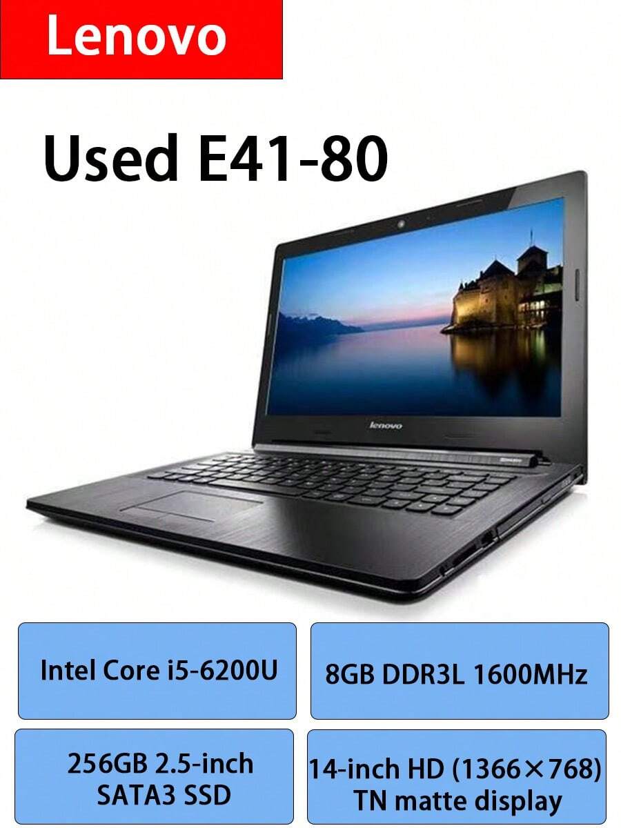 Lenovo Máy tính để bàn đã qua sử dụng, cấu hình E41-80, bộ xử lý Core i5 thế hệ thứ 6, RAM 8GB, SSD tốc độ cao 256GB, hỗ trợ chuyển đổi card đồ họa kép, bàn phím kích thước đầy đủ, thiết kế mỏng nhẹ, dễ mang theo, phù hợp cho công việc văn phòng và netbook, màu đen. - màu đen - Xem 1