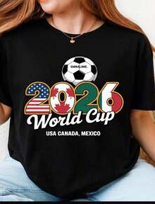 World Cup 2026 Mascots USA Canada Mexico Soccer Eagle Bear Jaguar Football Art T-Shirt Sublimation,World Cup Themed 2026 Animal Mascots Soccer Ball Graphic Print Crew Neck T-Shirt Sweatshirt Tops Design Details Plus Size Clothes Sleeve Length Short Sleeve Style Y2k Garment Style Casual Wear Suitable For All Seasons - 黑色 7 - 查看 11