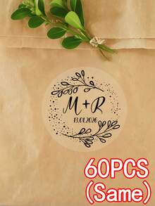 1/12/24/36/48/60 Pcs Customized Wedding Stickers, Round Personalized Couple Name And Date Decals, 6/5/4 Cm Wedding Gift Stickers, Wedding Invitation Seals And Gift Wrapping Labels, Romantic Anniversary And Valentine'S Day Stickers, Self-Adhesive Wedding Celebration Sticker - Regular Model - View 16