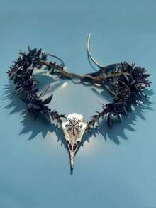 Black Elf Flower Crown - Gothic Raven Skull Headpiece, Witch Headband, Dark Fairy Halo, Suitable For Witch Aesthetic, Role-Play, Renaissance, Gothic Wedding, Photo Shoot - Multicolor - View 9