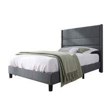 Upholstered Bed 90 X 200 Cm, Frame And Headboard, Double Upholstered Bed, Grey Fabric, Bed For Young People - Dark Grey - View 5