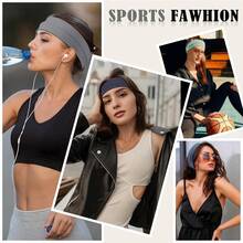 女士发带，防滑柔软棉质发圈，弹性面料，适合瑜伽、跑步、户外运动等，16条装 - 多色 - 查看 6