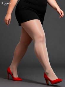 2/1pc 80D Plus Size Glossy Opaque Stirrup Tights, Camel Solid Color Elastic Leggings, Shiny Smooth Pantyhose, Fashion Sexy Versatile Black Stockings For Halloween, Christmas - Camel - View 3