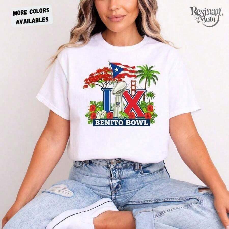 Benito Bowl TShirt 2026 Shirt Bad Game Day Bunny Shirt Superbowl Puerto Rico Fan Tee Badbunny HFBJ - 白色 2 - 查看 1