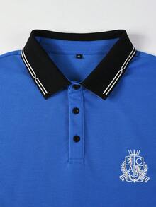 1 chiếc áo polo nam tay ngắn màu xanh thời trang thêu họa tiết - Màu xanh lam - Xem 5