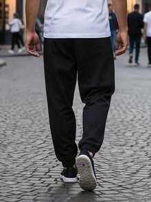 Men's Knit Pants, Suitable For Daily Wear, Commuting, Sports & Leisure, Street Fashion, Ankle-Length, Spring/Summer - Black - View 3