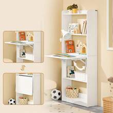 SoBuy 折疊桌、帶架子的電腦桌、折疊桌、工作桌、家庭辦公桌、壁桌、筆記型電腦桌，寬 x 高 x 深約。 64 x 145 x 58 厘米，白色 FWT92-H-W