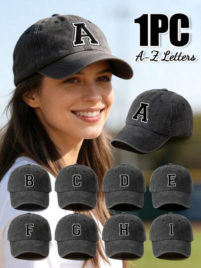 1 PC Letter Graphic Baseball Cap - Vintage Washed Adjustable Dad Hat For Women Men, Perfect For Daily Wear, Sports & Street Style